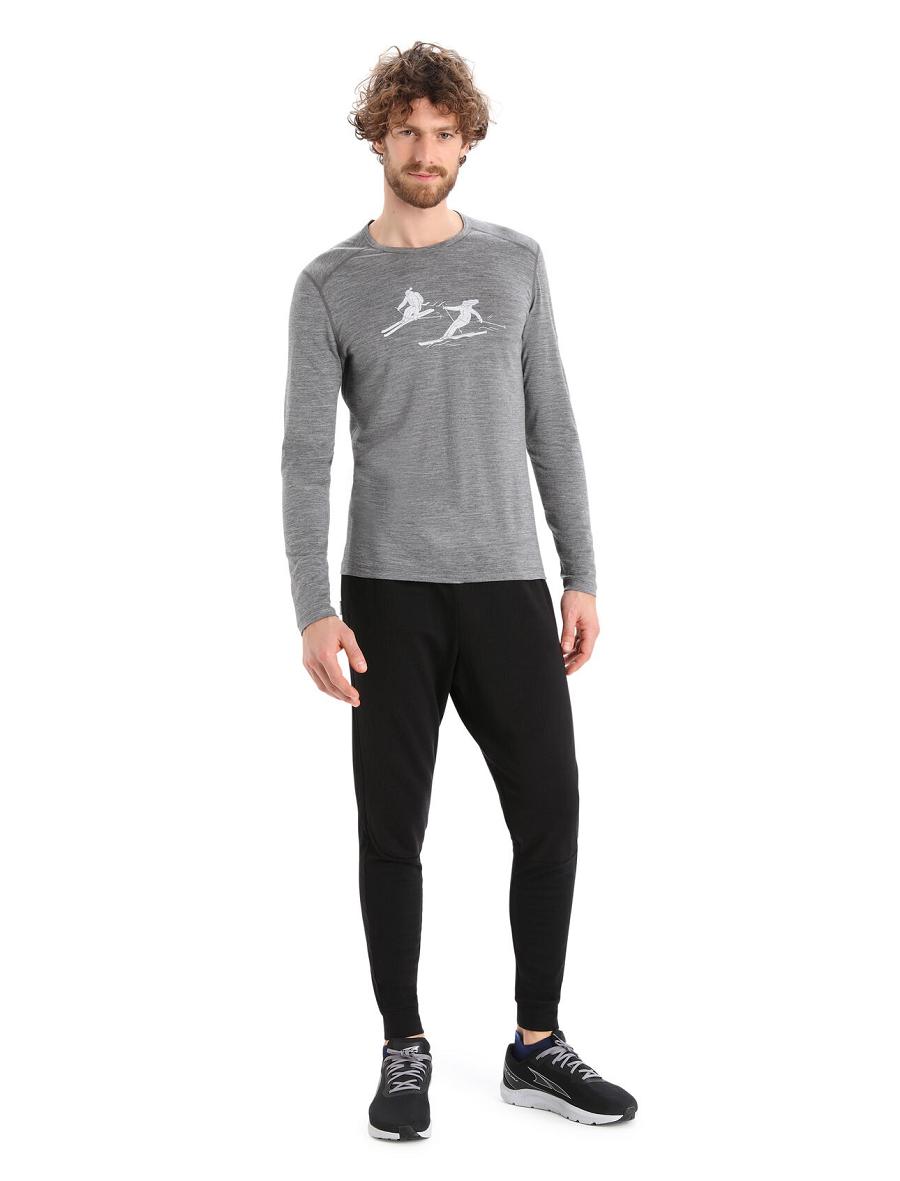 Gritstone Heather Icebreaker Merino 200 Oasis Long Sleeve Crewe Last Run Men's Base Layers | AU 1338RVDW